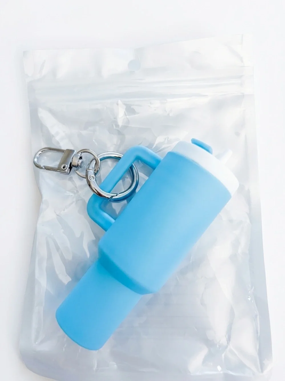 Blue Silicone Keychain Phone Accessory - Lightweight Clip-On